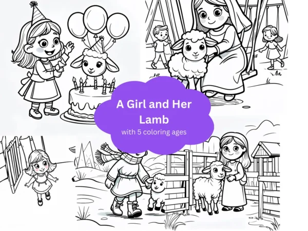 Toodle Coloring Book - Mary Had a Little Lamb (5 Pages)